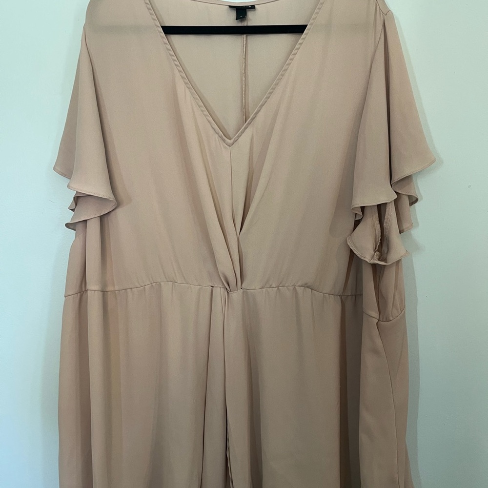 Torrid Flutter Sleeve Beige Lightweight Blouse Top